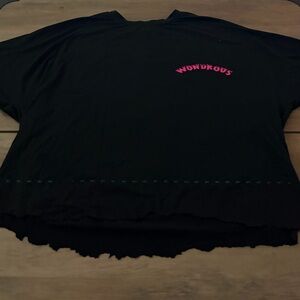 SHEIN Black Crop Top with Pink Lettering